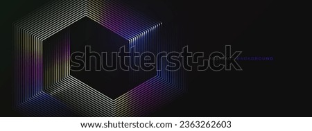 Abstract background with glowing hexagon geometric lines. Modern shiny Colorful lines pattern. Futuristic technology concept. Vector illustration