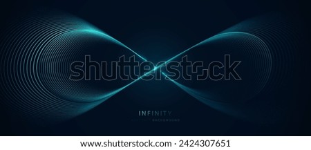 Abstract background with blue glowing lines in infinity pattern. Abstract futuristic technology concept. Vector illustration