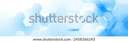 Abstract blue and white hexagon background. Futuristic digital hi-technology banner. Healthcare background. Vector