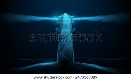 Lighthouse. Low polygonal, wireframe, linear and mesh illustration