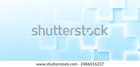 Abstract soft blue medical sign pattern with medicine and science concept background. Geometric medical cross horizontal banner. Vector illustration