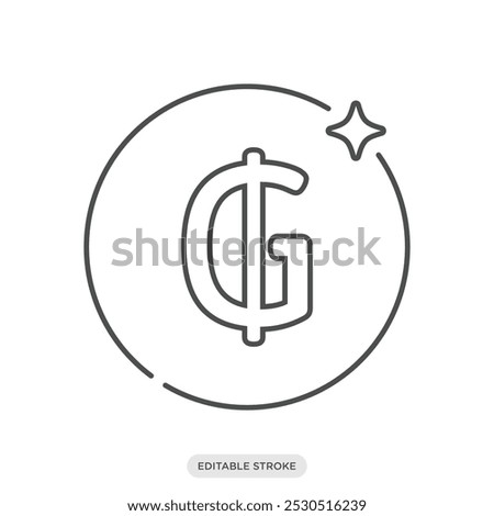 Guarani coin icon, Paraguayan currency symbol on white background - vector illustration