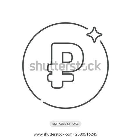 Ruble coin icon, Russian currency symbol on white background - vector illustration