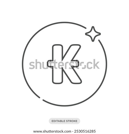 Kip coin icon, Laotian currency symbol on white background - vector illustration