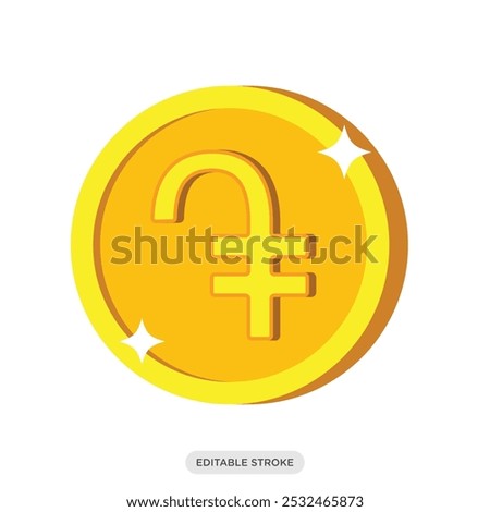 Dram coin icon, Armenian currency symbol on white background - vector illustration