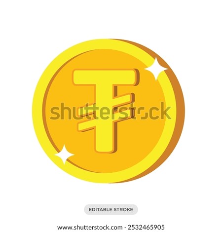 Tugrik coin icon, Mongolian currency symbol on white background - vector illustration