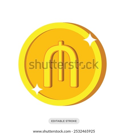 Manat coin icon, Azerbaijan currency symbol on white background - vector illustration