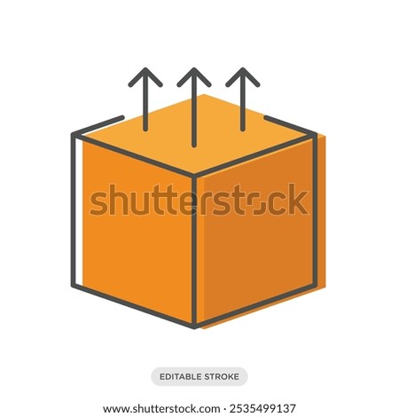 Right side up box package icon, shipping logistics delivery color symbol on white background - vector illustration