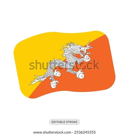 Bhutan’s flag icon, Bhutan color symbol on white background - vector illustration