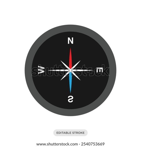 Compass, navigation icon, travel tourism color symbol on white background - vector illustration