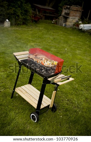 Barbecue in the garden, really tasty dinner!