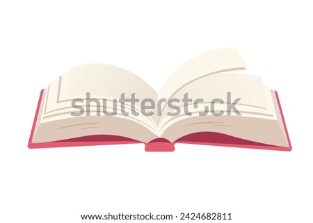 Vector flat cartoon open book on white background vector illustration