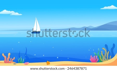 Image, Stock Photo Sailboat on sea under blue sky in daytime