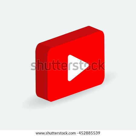 3d Red Play Vector Logo, JPG, JPEG, EPS Icon Button.youtube Flat Social Media Background Sign Download