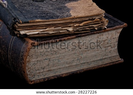 Ancient books on a black background