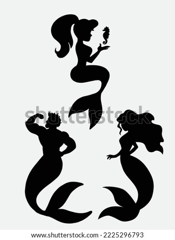 Fantasy beautiful Mermaid silhouettes vector