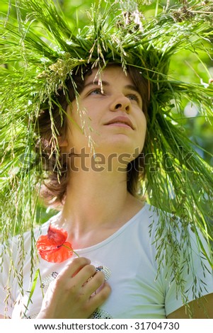 Girl with diadem in garden