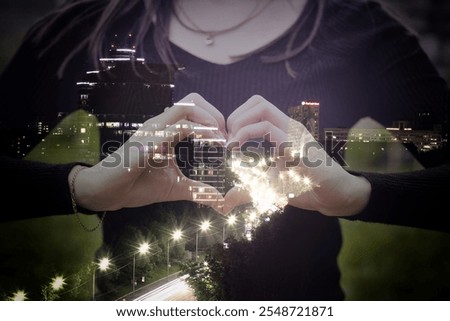 Similar – Image, Stock Photo Love and peace, traffic light with red heart and yellow peace sign. Love and peace