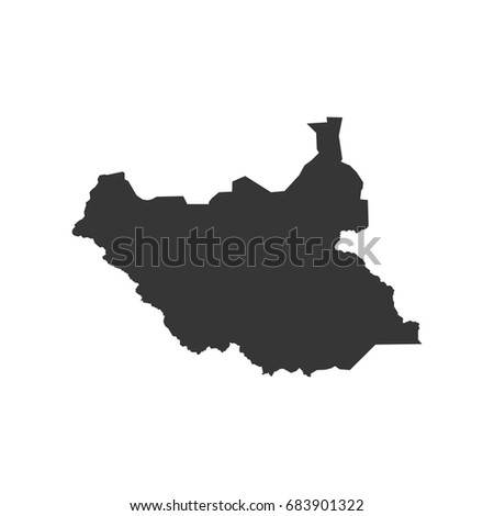 South Sudan map outline on the white background. Vector illustration