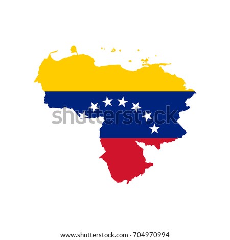 Venezuela flag and map on the white background. Vector illustration