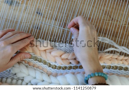 Similar – Image, Stock Photo Female artisan with frame standing in art workshop