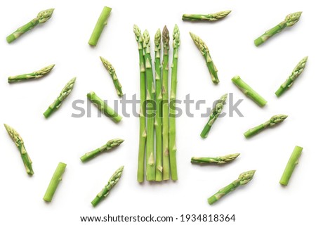 Similar – Image, Stock Photo Fresh green asparagus with onion bulbs