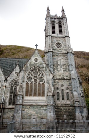 neo-gothic church miniature replica of Norwich Cathedral in Kylemore Abbey, county galway, ireland, ie