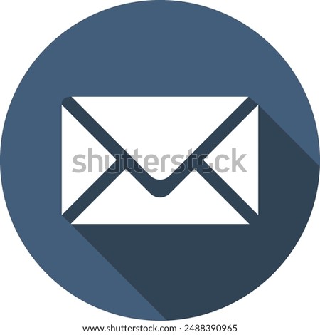 Mail dark blue circle icon vector with shadow