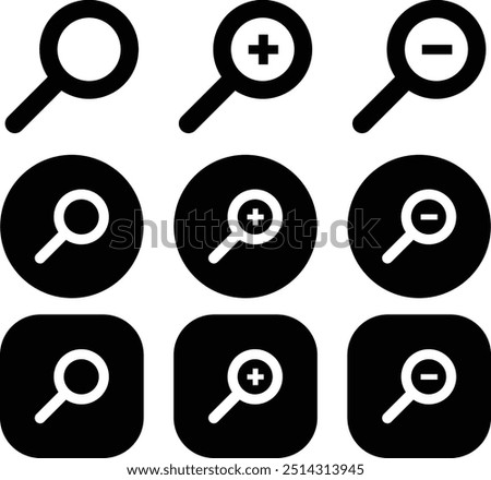 Black Search Solid Icon Set