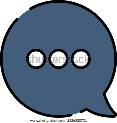 Circle Chat Rounded Right Dark Blue Icon with Black Outline Isolated on White Background