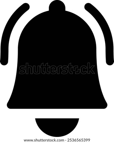 Notification Bell Ringing Black FIlled Icon Isolated on White Background