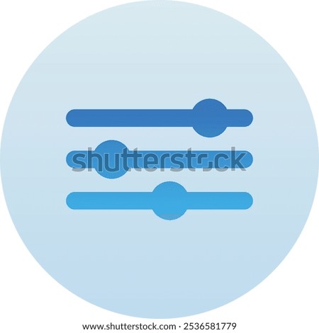 Three Lines with Dot Filter Circle Icon with Blue Gradient Isolated on White Background