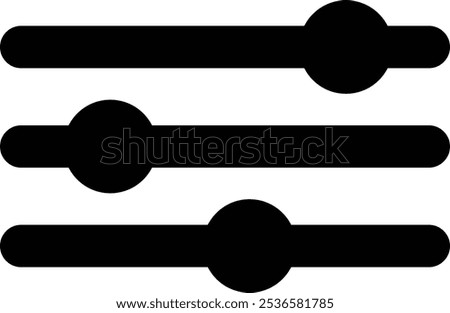 Three Lines with Dot Filter Black FIlled Icon Isolated on White Background