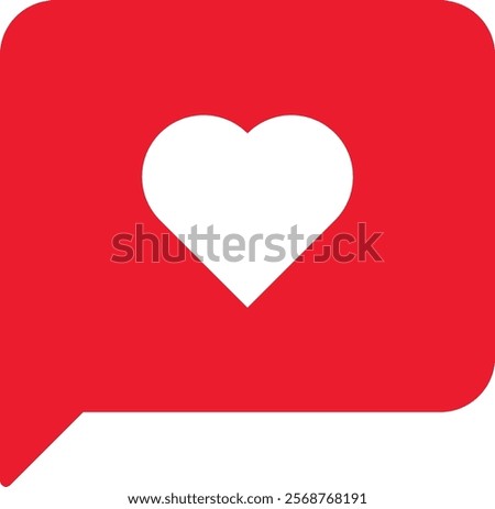 White Love with Red Rectangle Bubble Chat Rounded Left