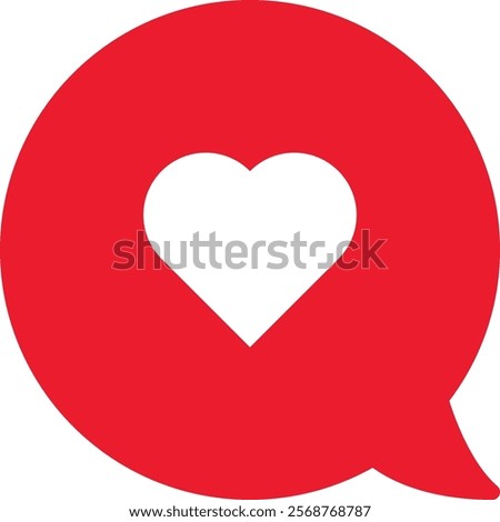 White Love with Red Circle Rounded Bubble Chat Right