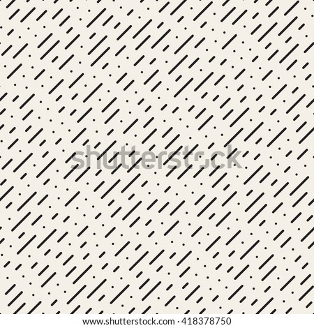 Vector Seamless Black and White Diagonal Dashed Lines Rain Pattern Abstract Background