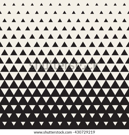 Vector Seamless White to Black Color Transition Triangle Halftone Gradient Pattern. Abstract Geometric Background Design