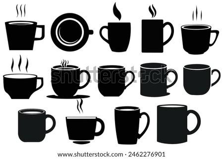 Coffee mug silhouette vectors. Silhouettes of coffee mugs.