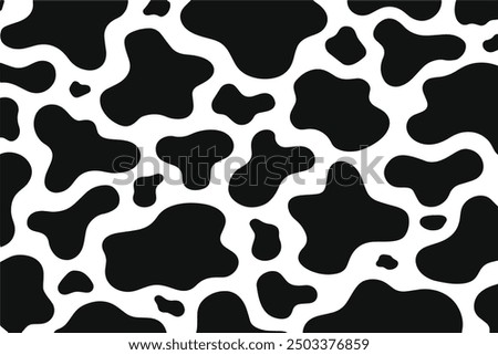 Cow print pattern vector. Abstract black cow print or cow skin texture vector illustration.