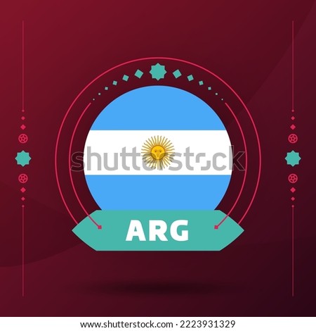 argentina flag for 2022 qatar, world football cup tournament. isolated National team flag with geometric elements for 2022 soccer or football Vector illustration.