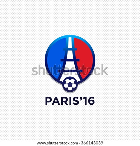 Football or soccer France Euro 2016 logos. Eiffel Tower Logo Paris. Icon design. Vector Illustration