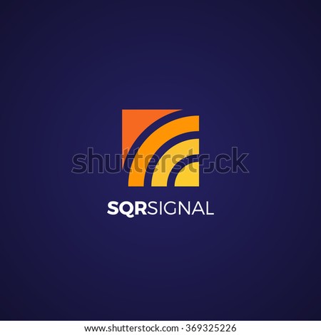 Square Radio ether advertising wave oscillation vector logo logotype icon