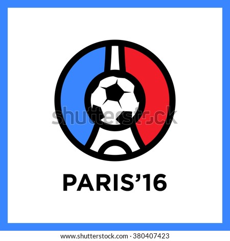 Football or soccer France Euro 2016 logos. Eiffel Tower Logo Paris. Icon design. Vector Illustration