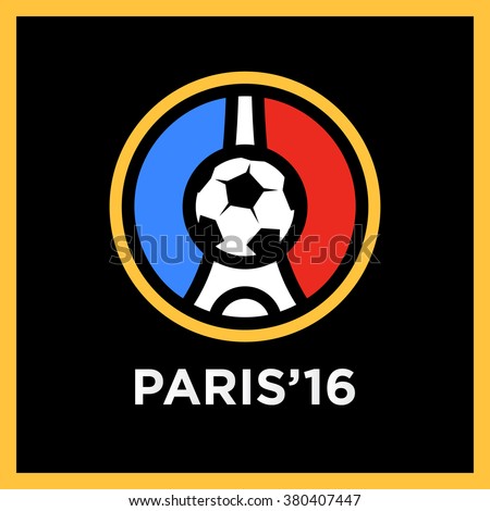 Football or soccer France Euro 2016 logos. Eiffel Tower Logo Paris. Icon design. Vector Illustration