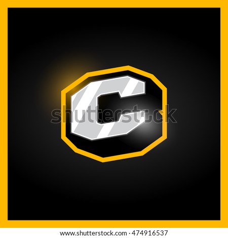Retro Sport Style Alphabet Letter C For Logo, Titles, Monogram. Metal ...