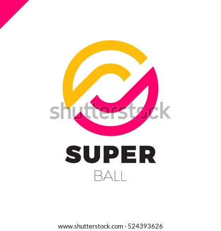 Letter S or O logo. Super dynamic initial overlapping in square letter logotype yellow and pink