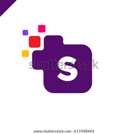 Business corporate square letter S font logo design vector. Colorful digital letter alphabet template for technology. Pixel logotype