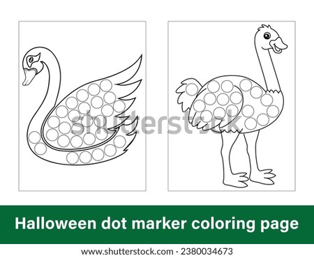 Halloween dot marker coloring page for kids. Line art coloring page design for kids