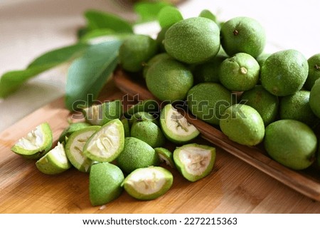 Similar – Image, Stock Photo green walnuts on the tree