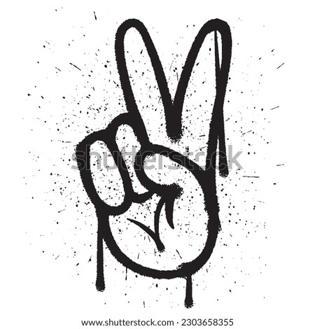 Vector graffiti spray paint peace hand isolated vector illustration